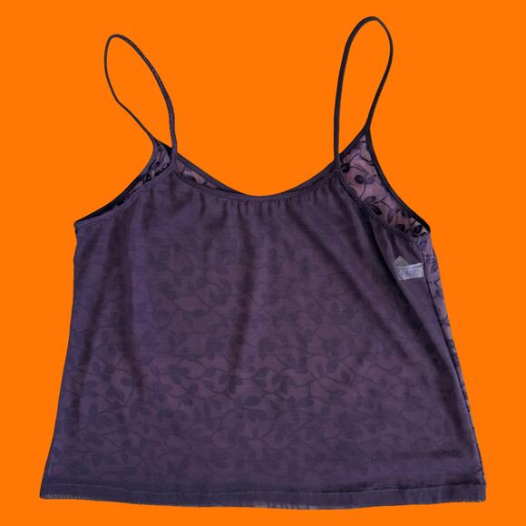 00's vintage purple floral burnout sheer y2k cami tank top XL - Picture 3 of 8